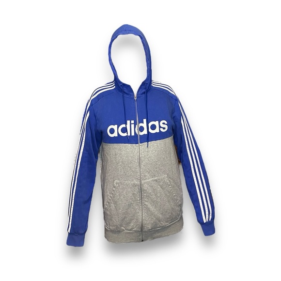 Adidas Hooded Jacket - Medium Blue, Grey and white Sportswear - Picture 5 of 5